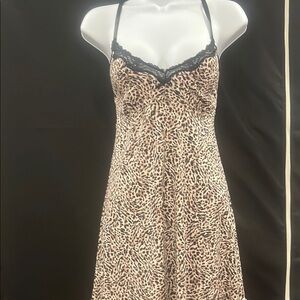 Leopard Print Lace Trim Chemise